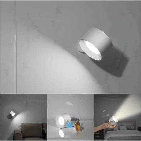 Enkel å installere trådløs vegglampe med berøringsdimmer og roterbar lyskilde, stilren og funksjonell.