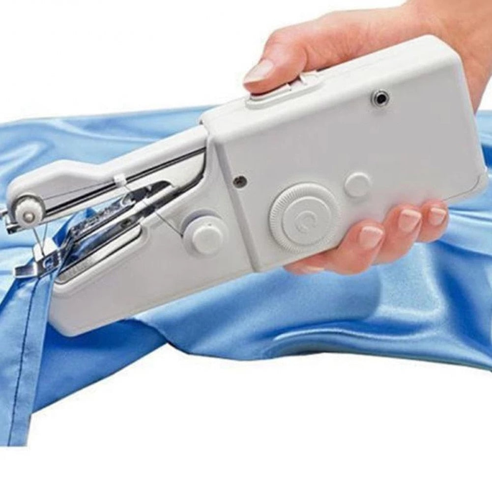 Mini-symaskin, håndmodell, bærbar, ideell for små sy- og reparasjonsjobber hjemme eller på reise.