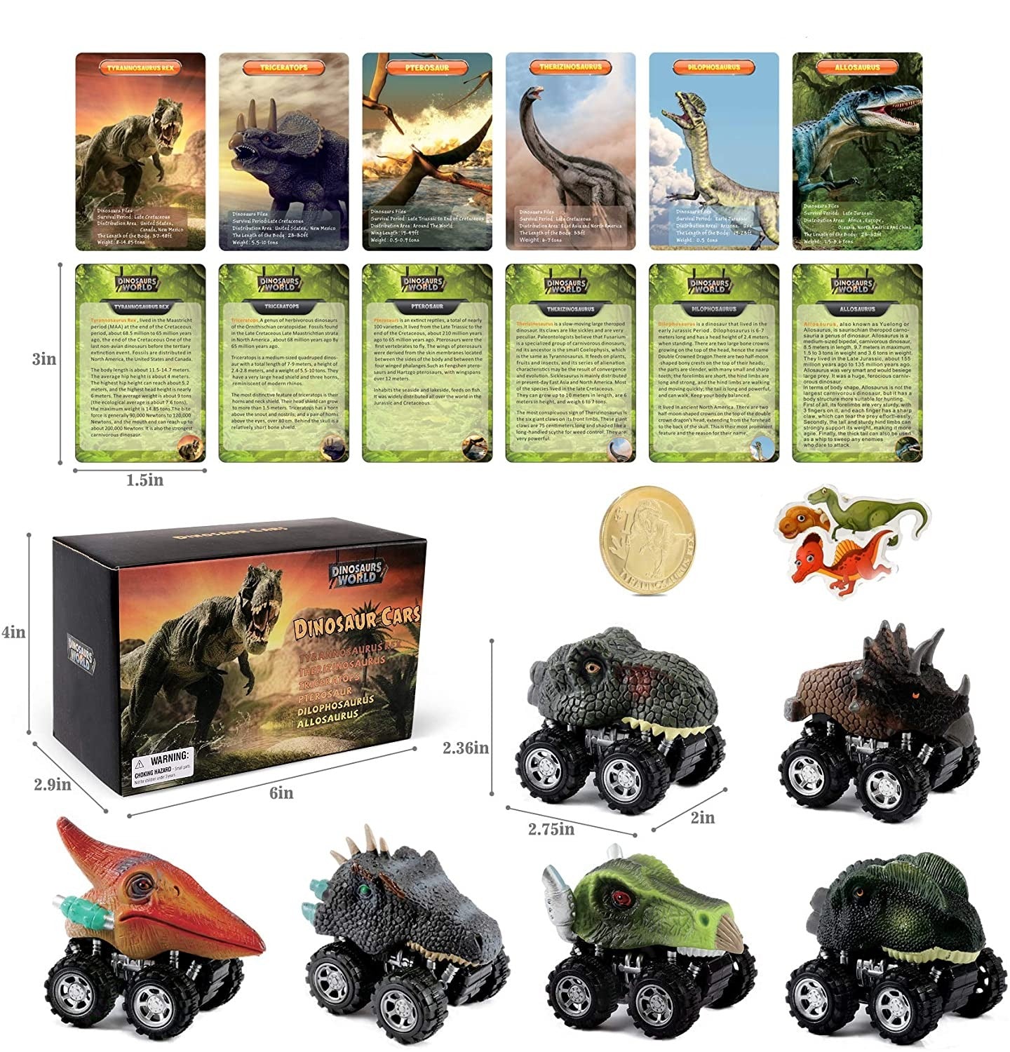Trekkbakover dinosaur lekebil, stimulerer fantasien og motorikken hos barn.