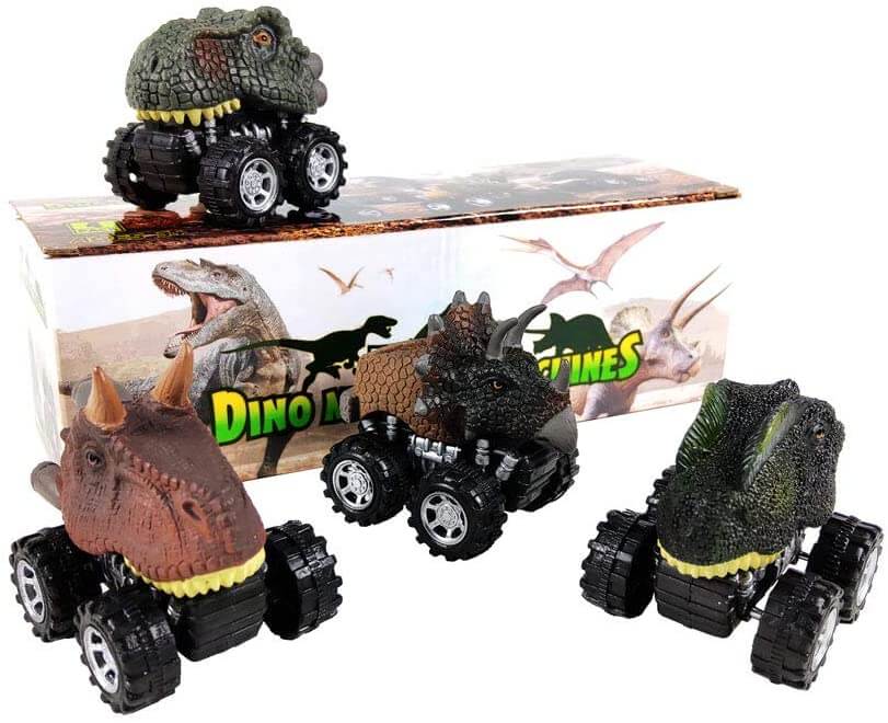 Morsom trekkbakover dinosaurbil, solid design og lett å leke med for alle barn.