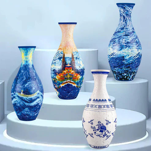 Stilren 3D vase for blomster, selvmontering. Flott interiørdesign-element.