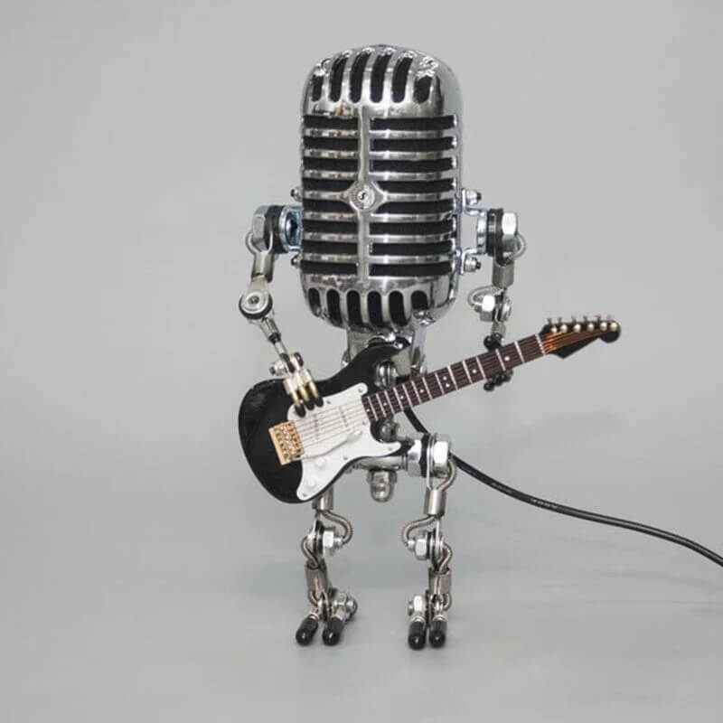 Moderne designlampe, mikrofonrobot-stil med justerbar LED-pære, perfekt som unik skrivebordslampe.