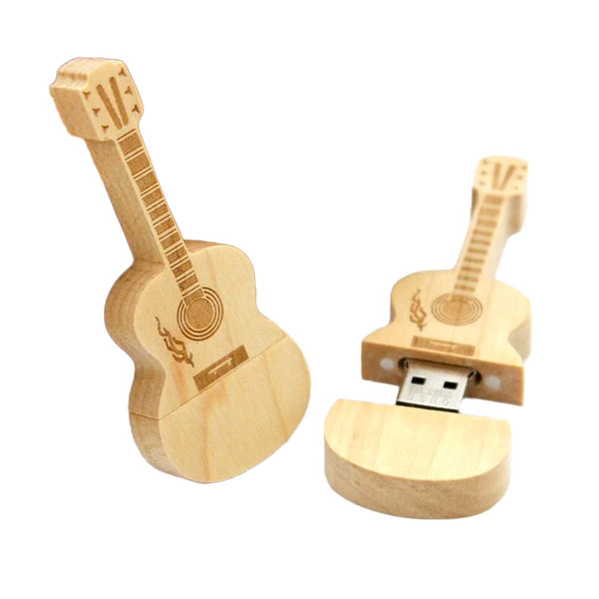 Unik tregitar USB-minnepinne for sikker datalagring. Miljøvennlig og stilig minneenhet for musikkelskere.