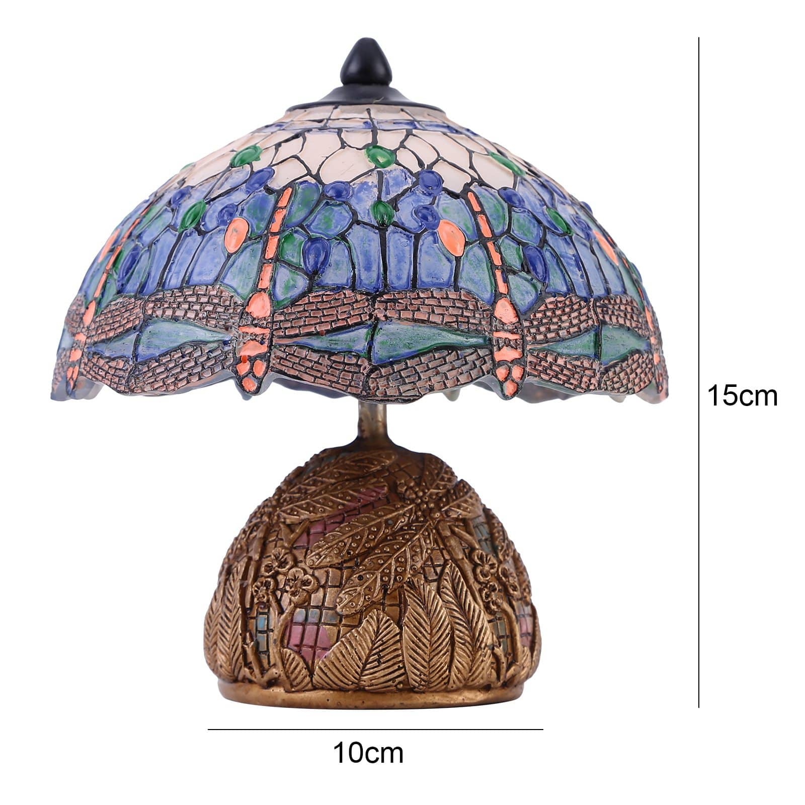 Blå vintage lampe med intrikat øyenstikkerdesign. Perfekt dekorativ lampe for stue eller soverom.