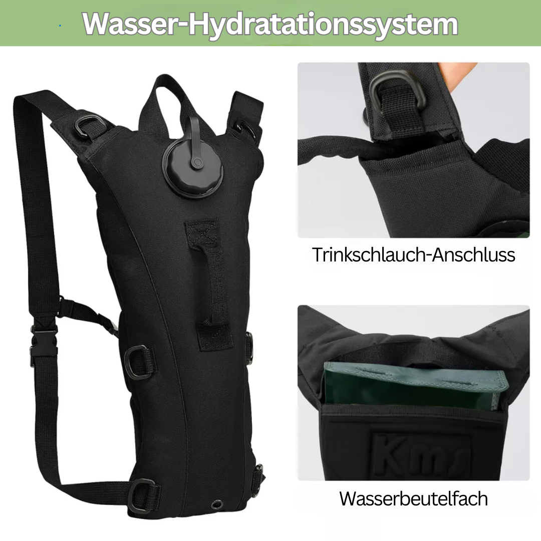 Unisex 3L hydreringssekk båret av turgåer. Viser praktisk bruk og god passform under friluftsliv.