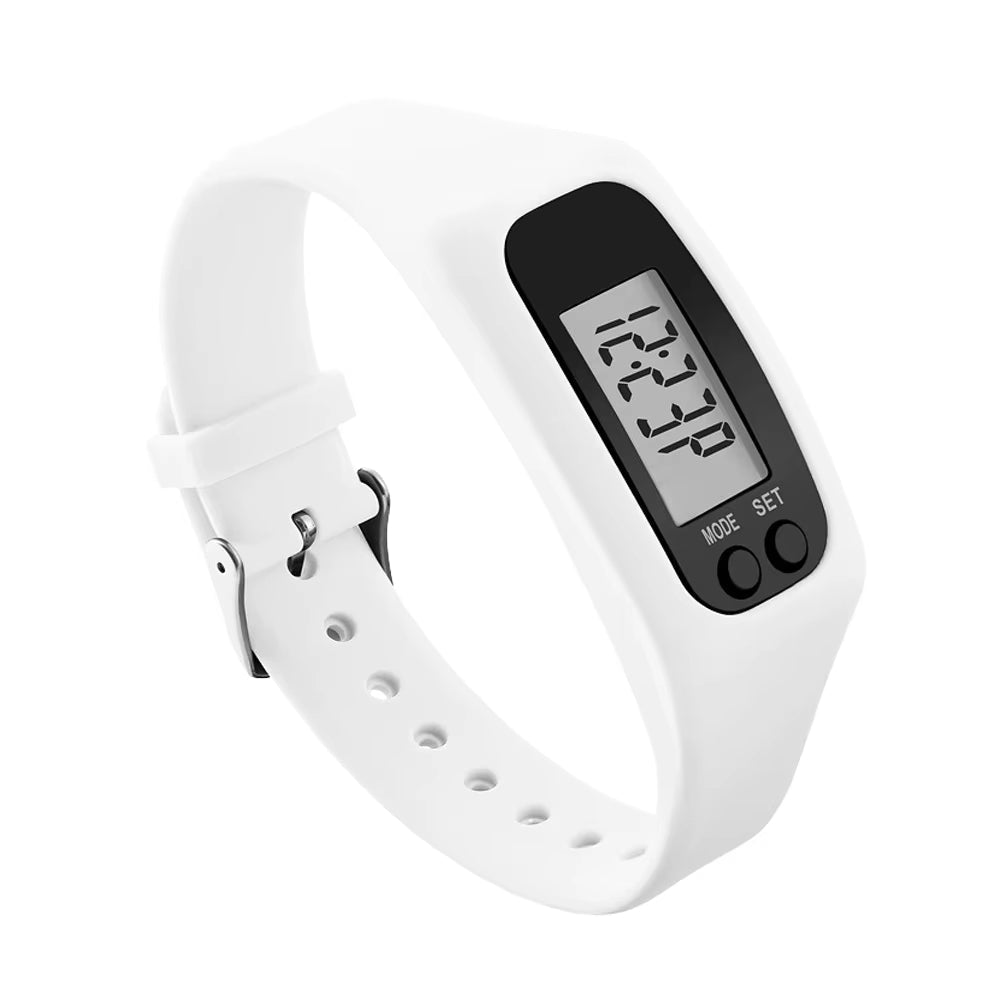 Unisex aktivitetsklokke med skritteller, kaloriteller, LED-skjerm og silikonarmbånd for trening, barn og voksne.