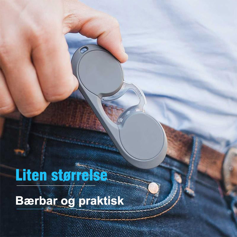 Bærbare armløse lesebriller med multifokus. Ideell synshjelp for menn og kvinner på farten.