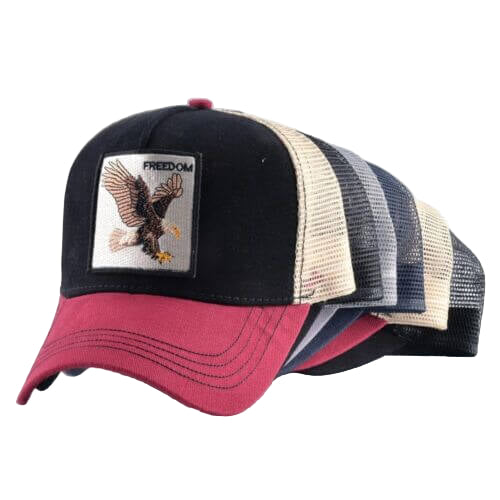 Unisex baseballcap med brodert ørnedesign og pustende mesh for fritid.
