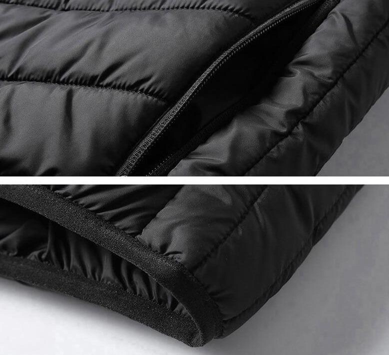 Kvinne i en unisex termovest, viser passformen og kuldebeskyttelsen av vinterklærne