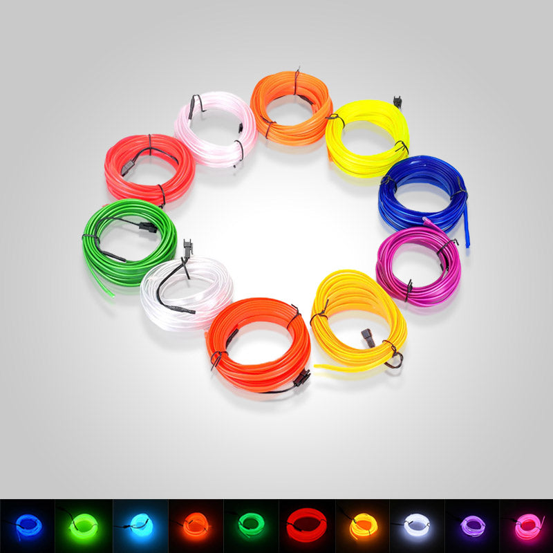Sett med LED neonlys for bilens interiør. USB-tilkobling for enkel og justerbar ambient belysning.