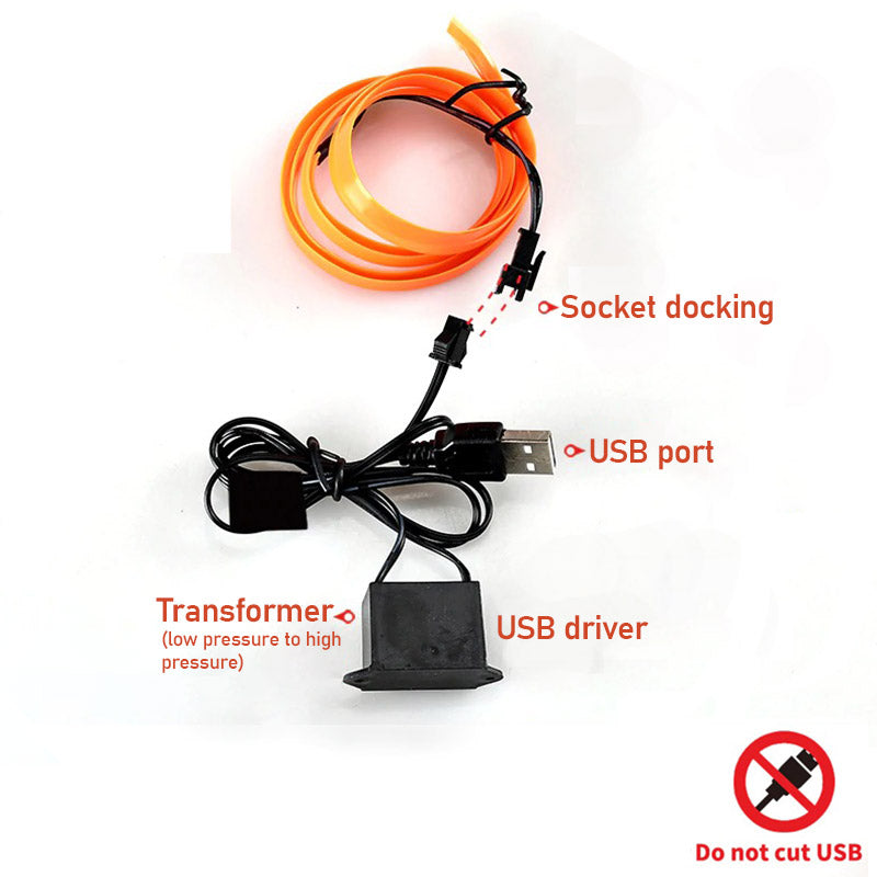 Bil styling med USB-drevne neonlys. Forbedrer interiøret med justerbar og stemningsfull LED-belysning.