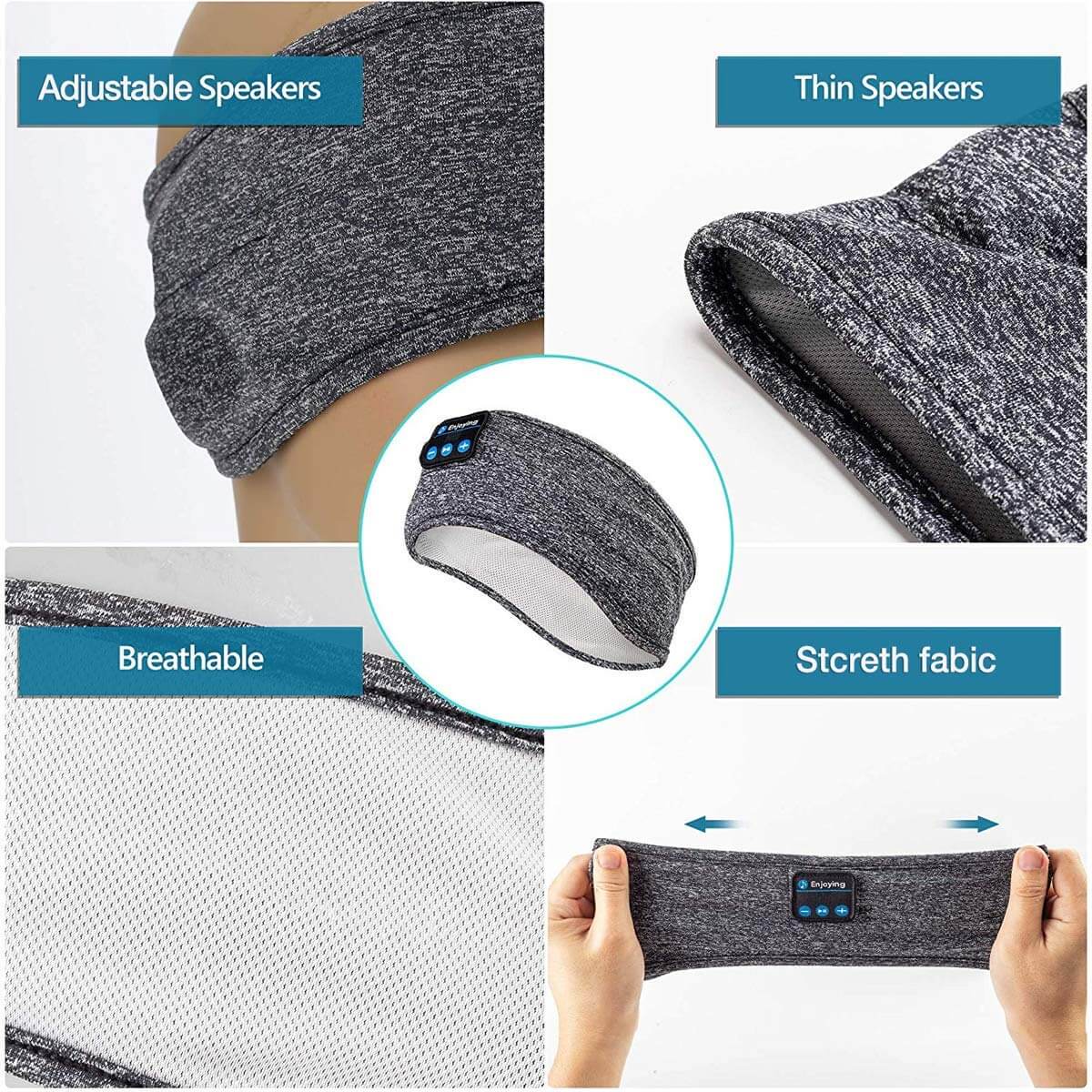 Aktiv person trener med svetteabsorberende Bluetooth sportshodebånd, lytter til musikk.