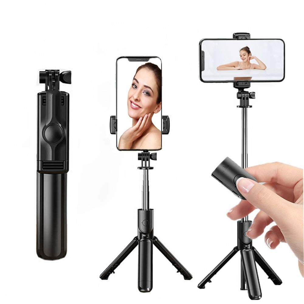 Allsidig selfiepinne og stativ i ett, for smarttelefon. Bluetooth-funksjon for enkel og fleksibel fotografering.
