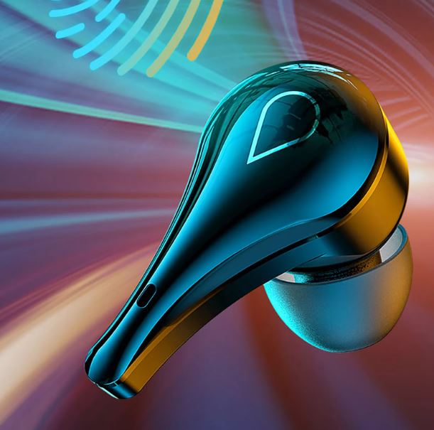 Aktiv person løper med unisex vanntette Bluetooth øretelefoner, nyter trådløs musikk under trening.