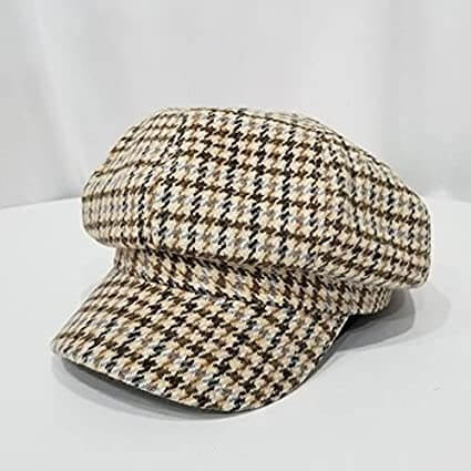 Rutet beret/caps, Boston skalkelue i myk bomull, unisex design for klassisk hodeplagg mote.