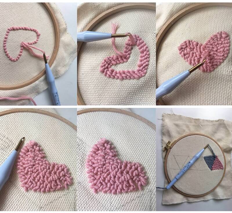 Innrammet broderi laget med punch nål. Inspirasjon for ditt neste DIY håndarbeidsprosjekt.