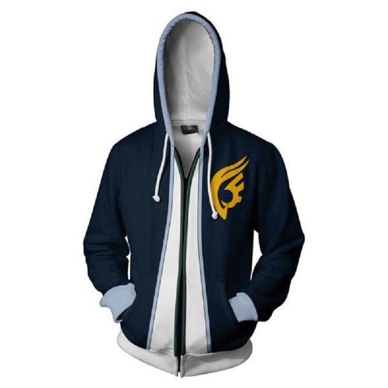 Stilig unisex hettegenser med Fairy Tail-tema, flott for anime cosplay og hverdagsbruk.