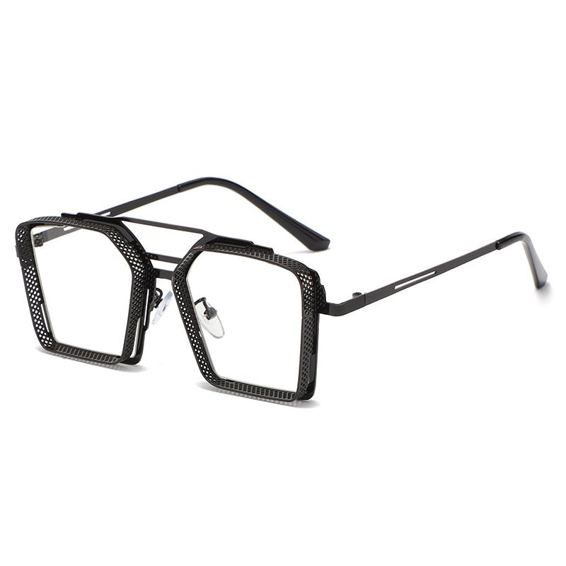 Stilige firkantede solbriller, unisex, robust polykarbonatramme, med UV-filter.
