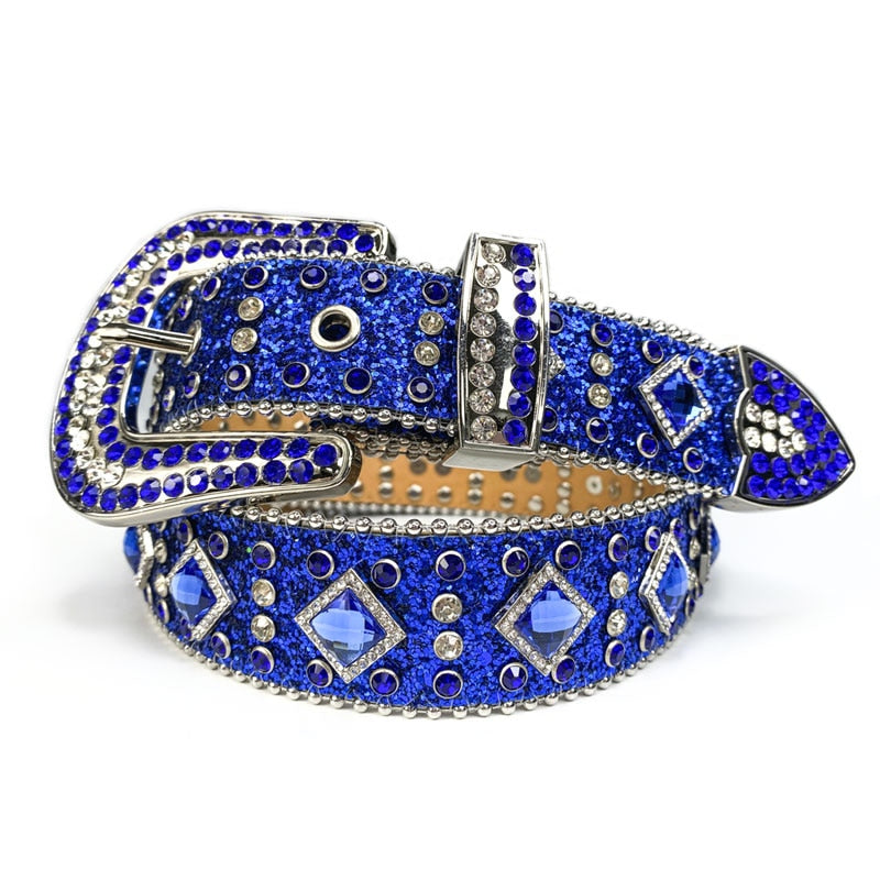 Chunky glitrende diamantbelte, unisex, justerbart for optimal passform.