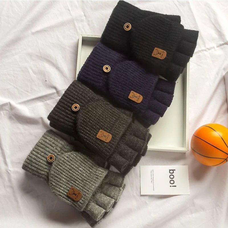 Moderne strikkede halvfingerhansker i unisex design, perfekt for vinter. Berøringsskjermfunksjon gir praktisk tilbehør utendørs.