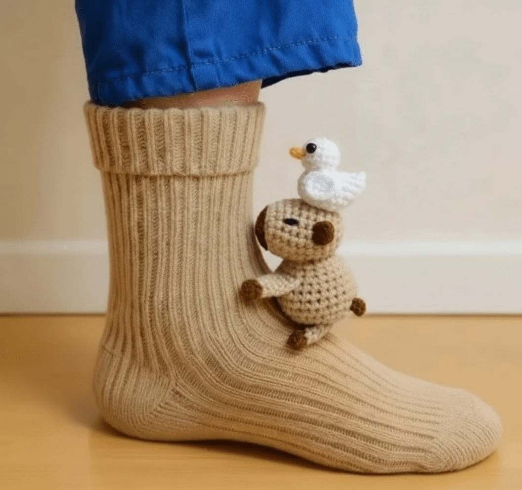 Varme unisex dyresokker med sklisikker såle. Perfekt for koselig hjemmekomfort.