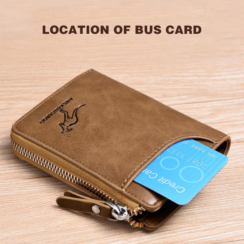 Khaki unisex lommebok med RFID-beskyttelse. Liten, praktisk kortholder i PU-lær for kort og sedler.