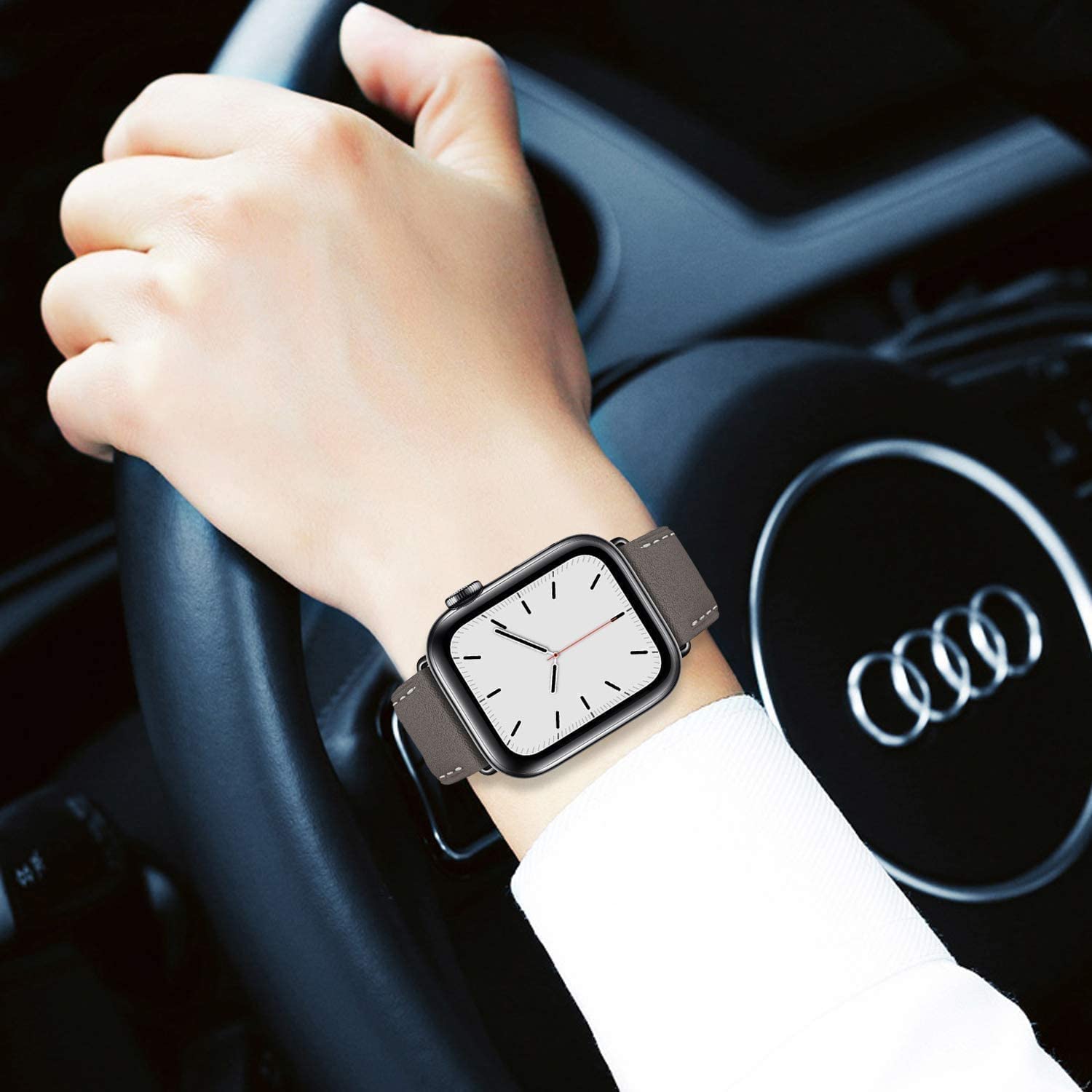 Blått kunstlærarmbånd med spenne for Apple Watch, elegant klokketilbehør