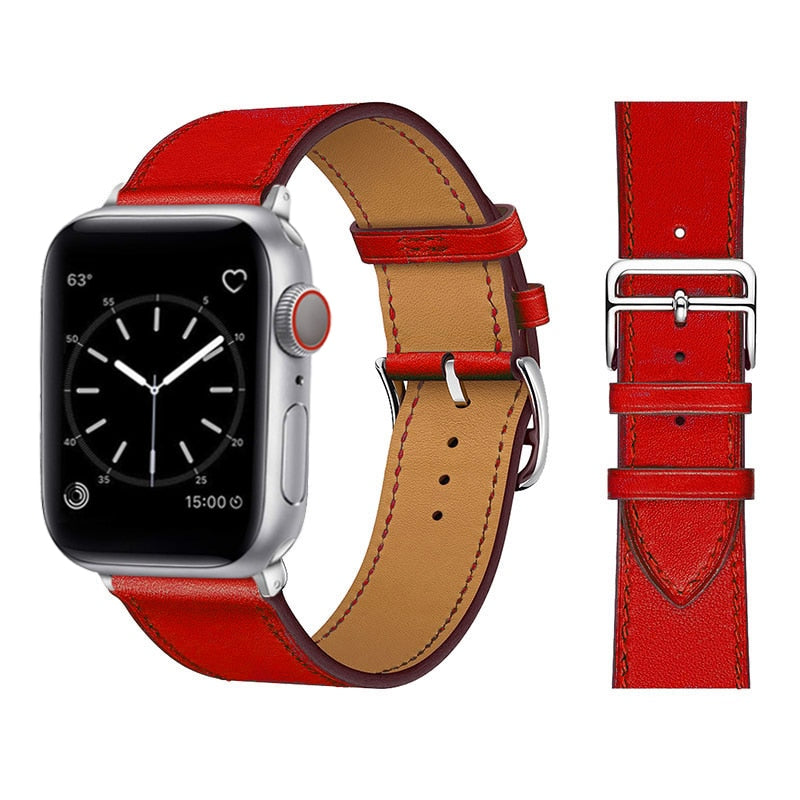Unisex kunstlærarmbånd Apple Watch beige, luksuriøst og komfortabelt smartklokkearmbånd