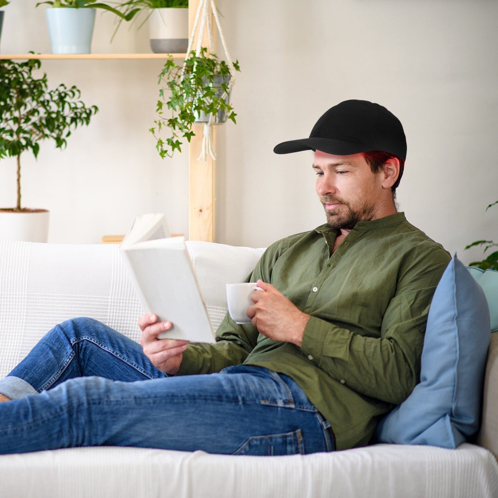 Lysterapi hatt mot hårtap. Rødlysstimulering for gjenvekst og tykkere hår; effektiv hjemmebehandling for unisex.