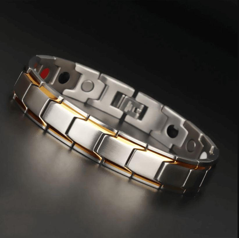 Velværearmbånd: Unisex magnetisk smykke i rustfritt stål for energi og balanse. Justerbart design.
