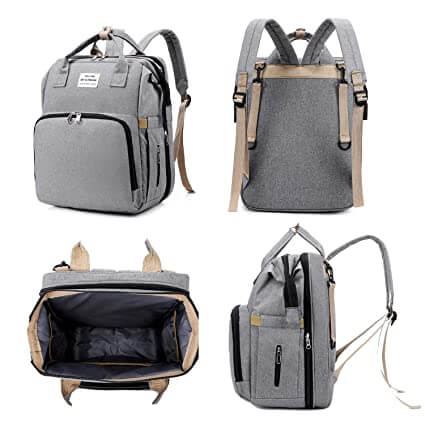 Unisex stelleveske i ryggsekkstil, ideell for reise med integrert babysengmodus.