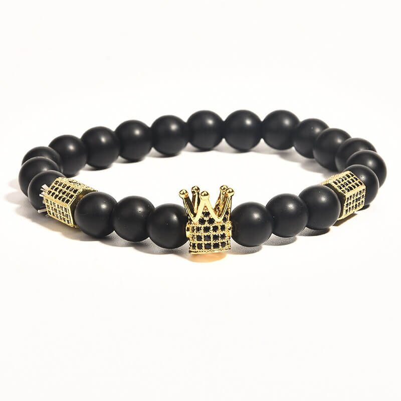 Onyks steinarmbĂĽnd; et unisex smykke for beskyttelse og energi. Stilrent armbĂĽnd med ekte krystaller.