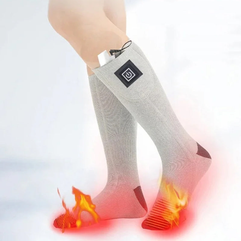 Unisex oppvarmede sokker med justerbar temperatur, perfekt for kalde dager og vinteraktiviteter.