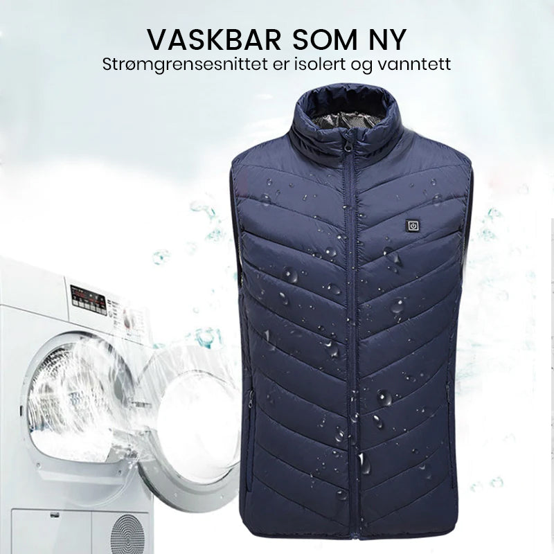 Praktisk varmeklær: unisex vest med justerbar varme for utendørs bruk.