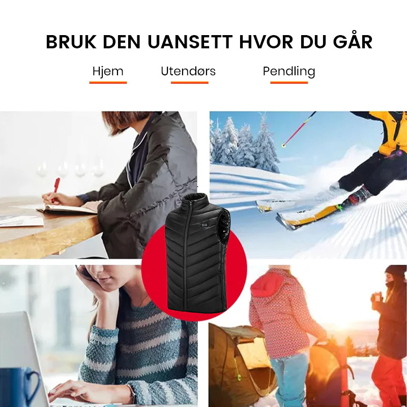 Stilig unisex oppvarmet vest, din beste venn mot kulde og vind.