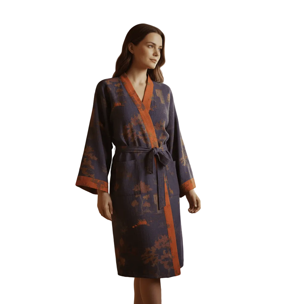Unisex retro kimono badekåpe for optimal komfort og avslapning, perfekt som behagelig hjemmetøy.