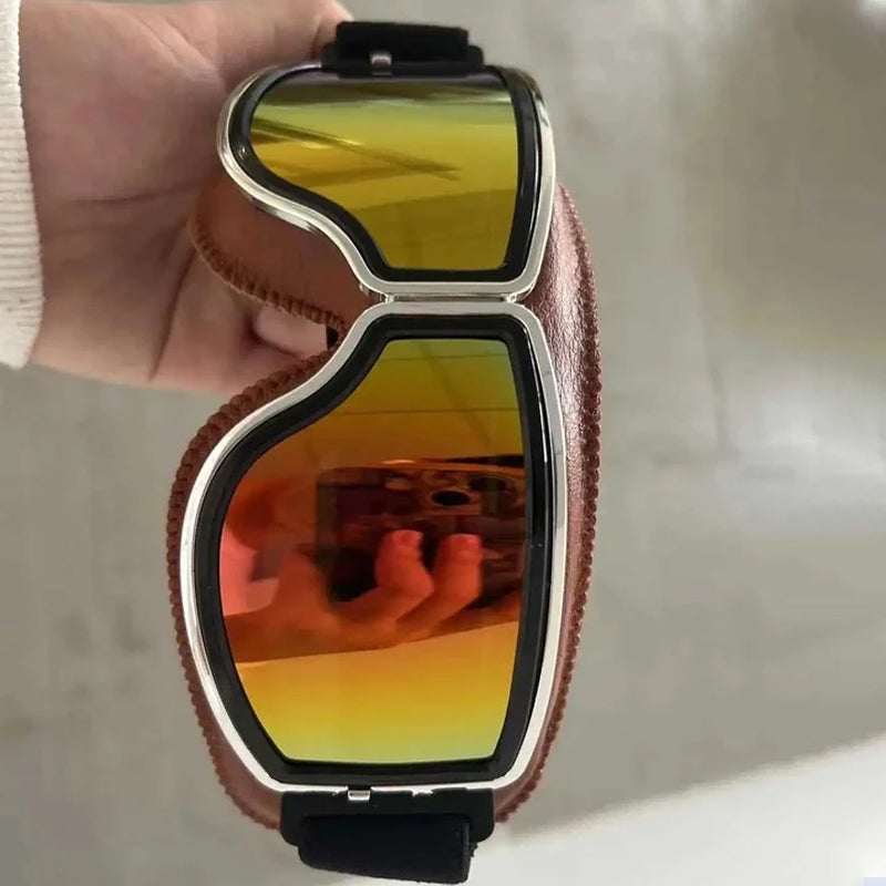 Sorte retro motorsykkelbriller, ideelle for MC-sport og utendørs eventyr. Komfortable goggles.
