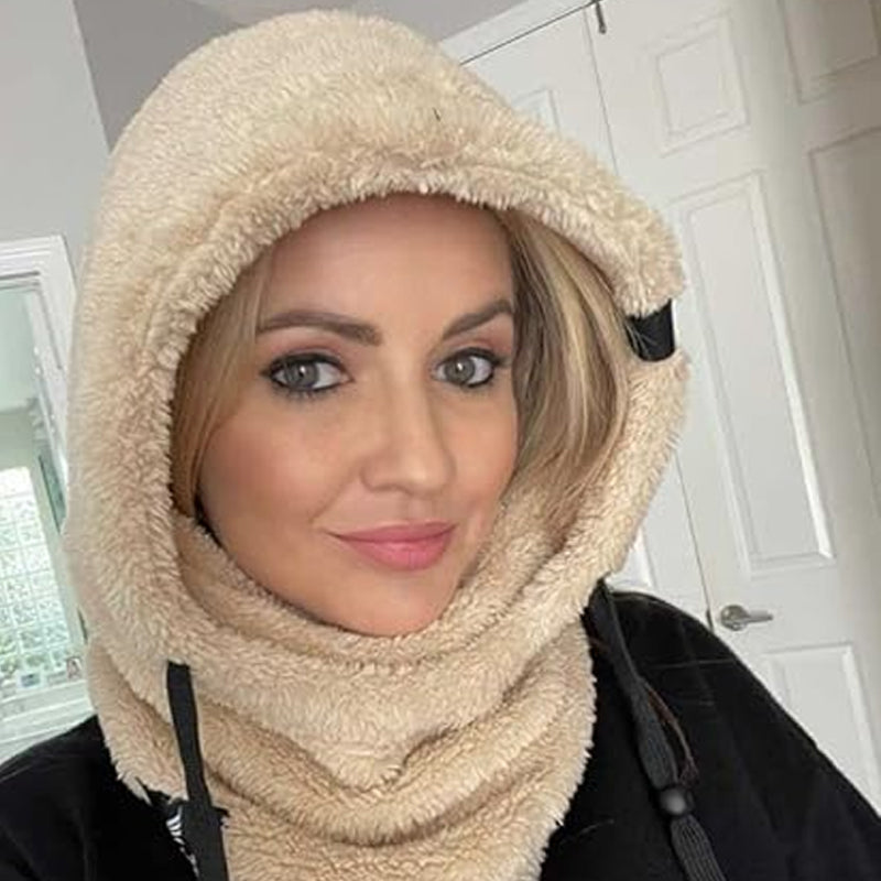 Unisex sherpa skimaske med hette for optimal varmebeskyttelse på vinteren.