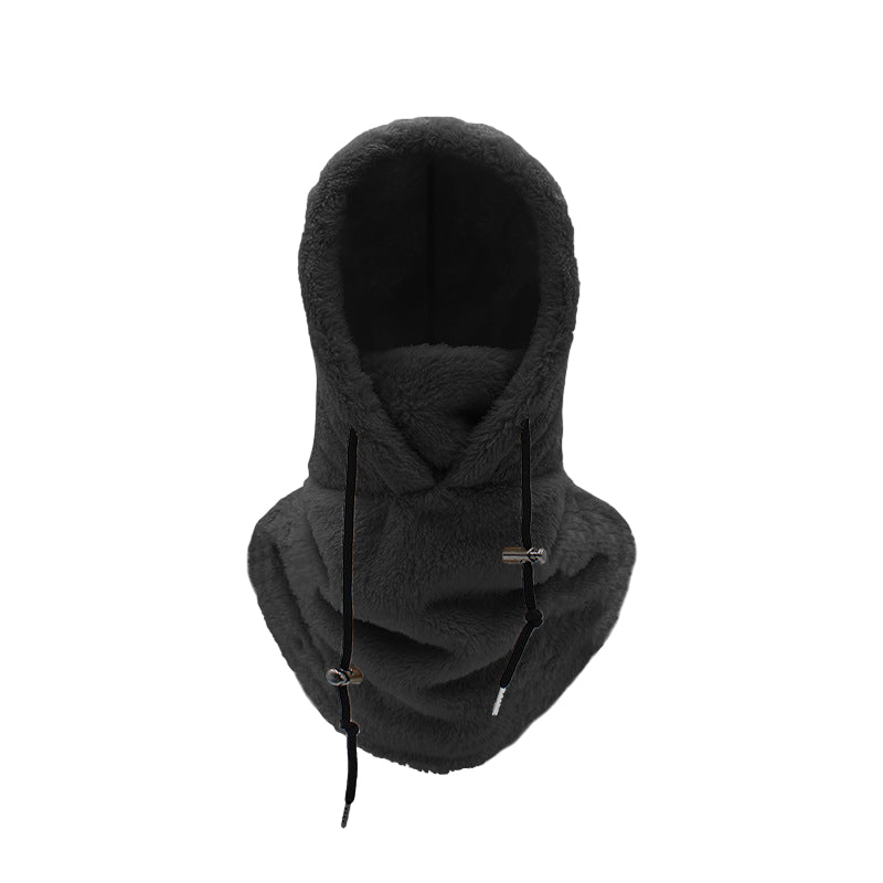 Balaclava med hette og sherpa-fôr, utmerket for vinterens utfordringer.