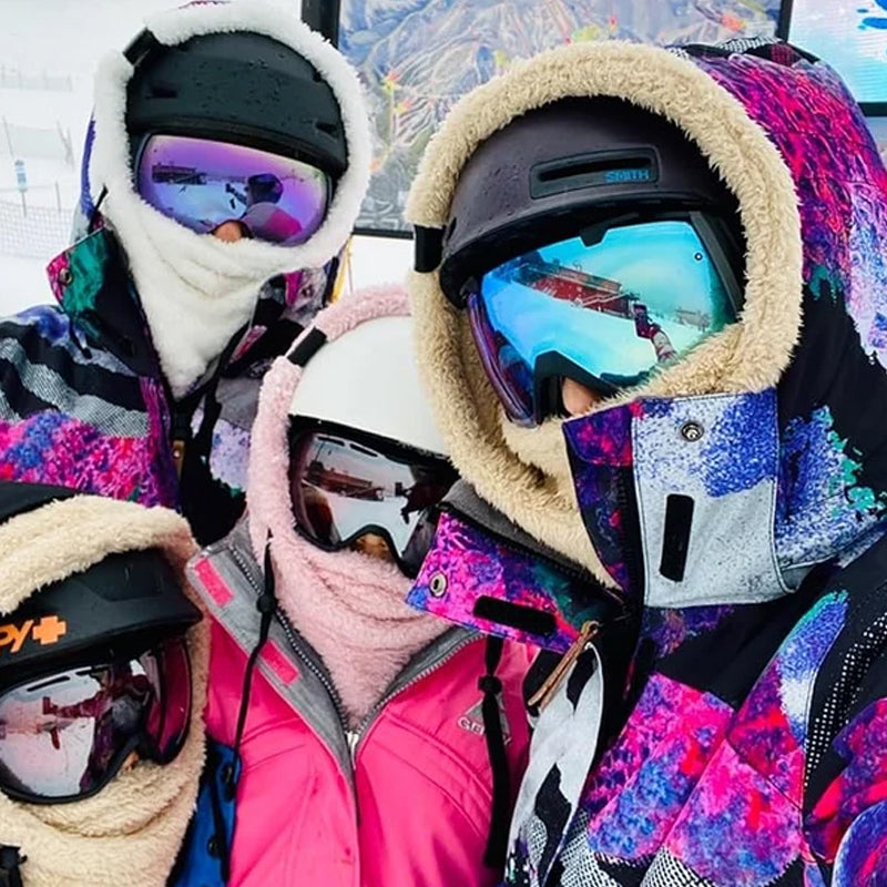 Unisex skimaske i sherpa materiale med hette for sport og utendørsbruk.