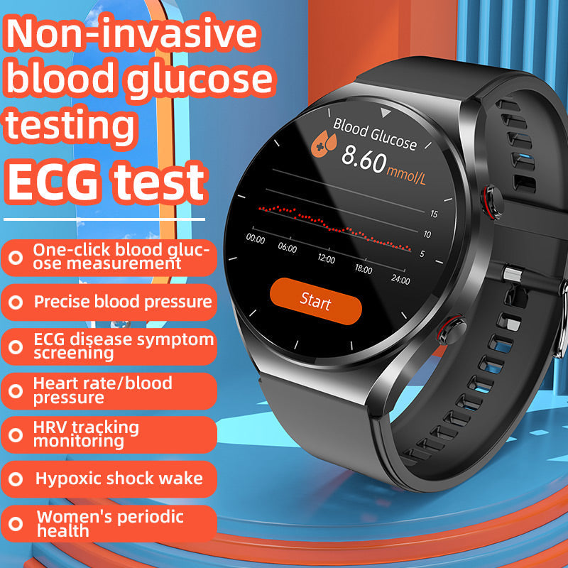 Smartklokke med presis EKG, blodsukker, puls og HRV. Ideell for daglig helseovervåking og trening.