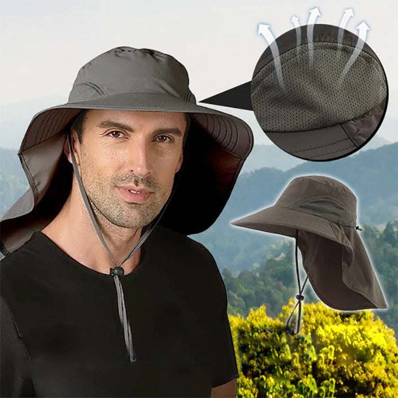 Solhatt med UV-beskyttelse og pustende stoff. Fiskehatt for utendørs, camping, og fotturer.