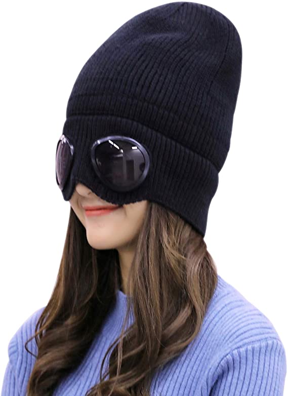 Varm unisex strikket lue med briller. Ideell for vinter, ski, snowboard, og som stilig hodeplagg ute.
