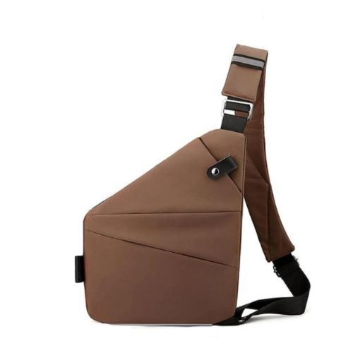 Unisex pendler skulderveske båret over ryggen, sikker og lett tilgjengelig for travel hverdag.