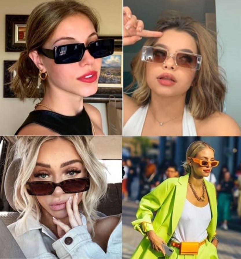 Unisex Rechteckige Sonnenbrille im Vintage-Stil auf hellem Hintergrund, sommerliches Accessoire