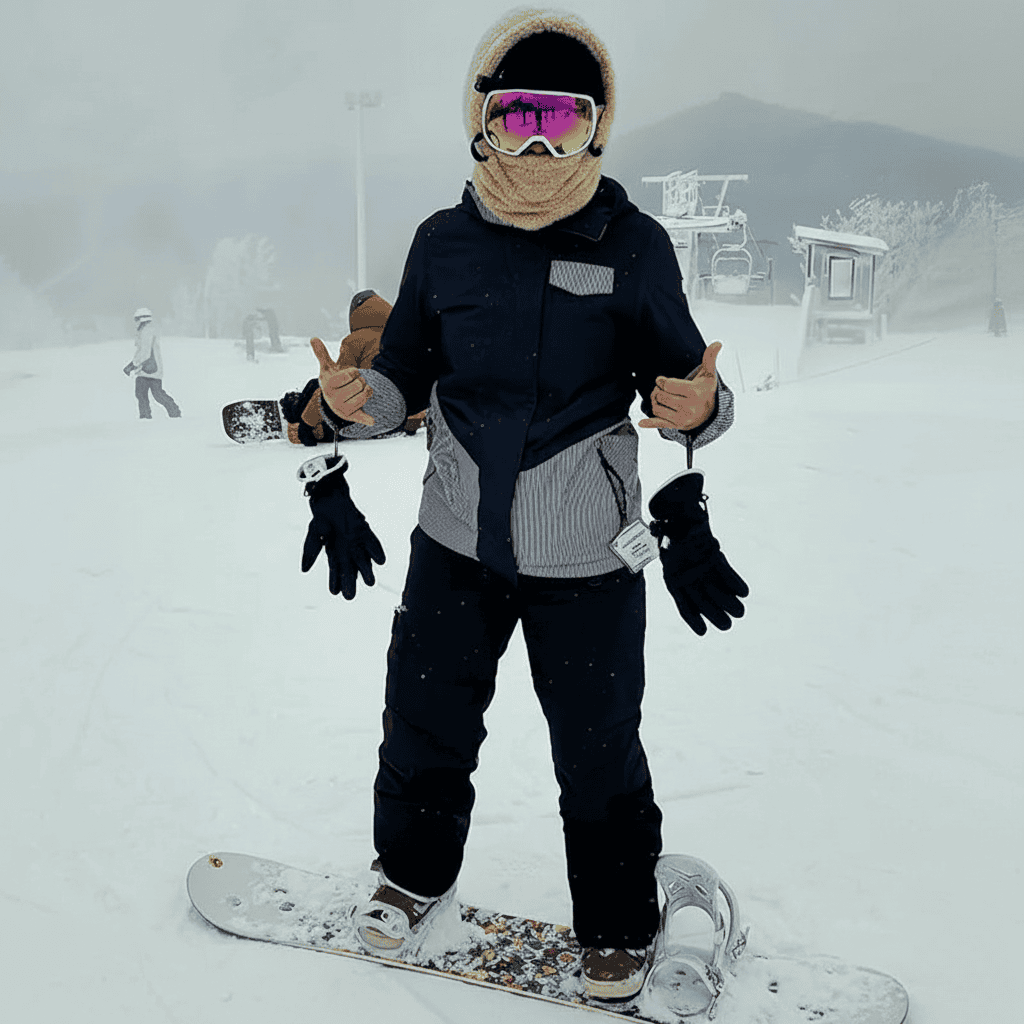 Person med varm unisex vinterlue, viser vindtett og pustende hodeplagg for ski og tur.