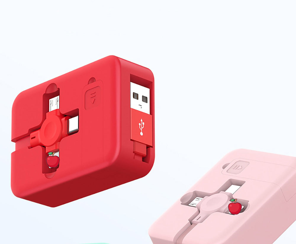 Fleksibel 3-i-1 ladekabel for mobil, uttrekkbar lengde, perfekt tilbehør for reisen.