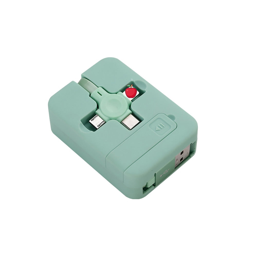 Praktisk 3-i-1 USB-ladekabel for mobiltelefoner, uttrekkbar design, universal kompatibilitet.