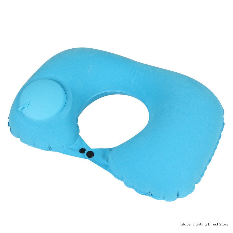 Oppblåsbar nakkepute for flyreise. Ergonomisk design gir overlegen komfort.
