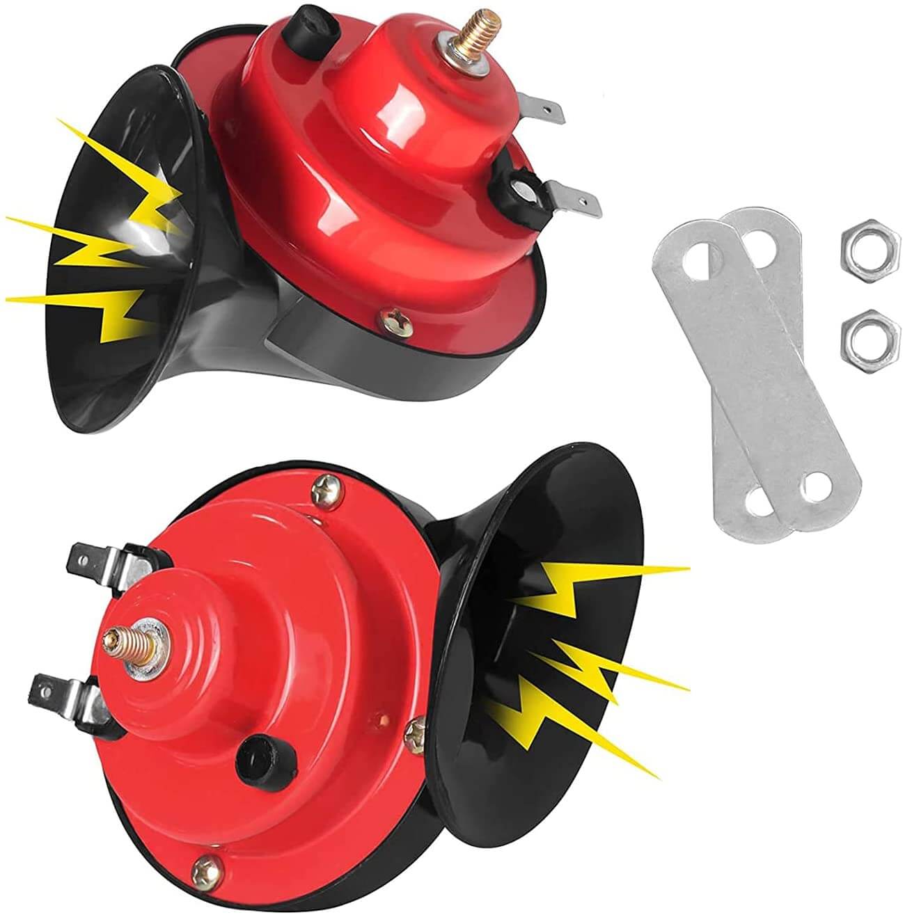 Kompakt elektrisk sneglhorn i robust design, 12V, universal passform for bil og motorsykkel.